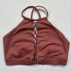 Alo Yoga Women’s XS Starlet Lace Up High Neck Cross Back Sports Bra No Padding